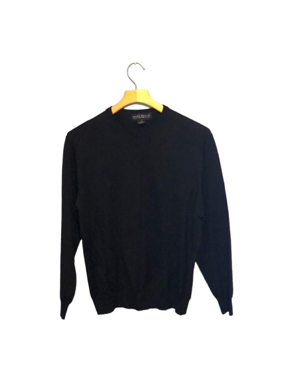 Mark Shale 100% Merino Wool Black V-Neck Sweater Large EUC